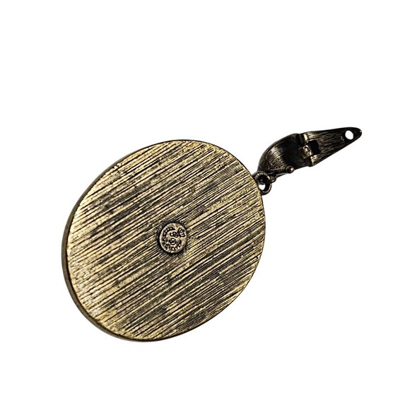 Elegant Oval Brass Pendant Brown Faceted Stone Textured Back Retro Fashion Women - Picture 3 of 7